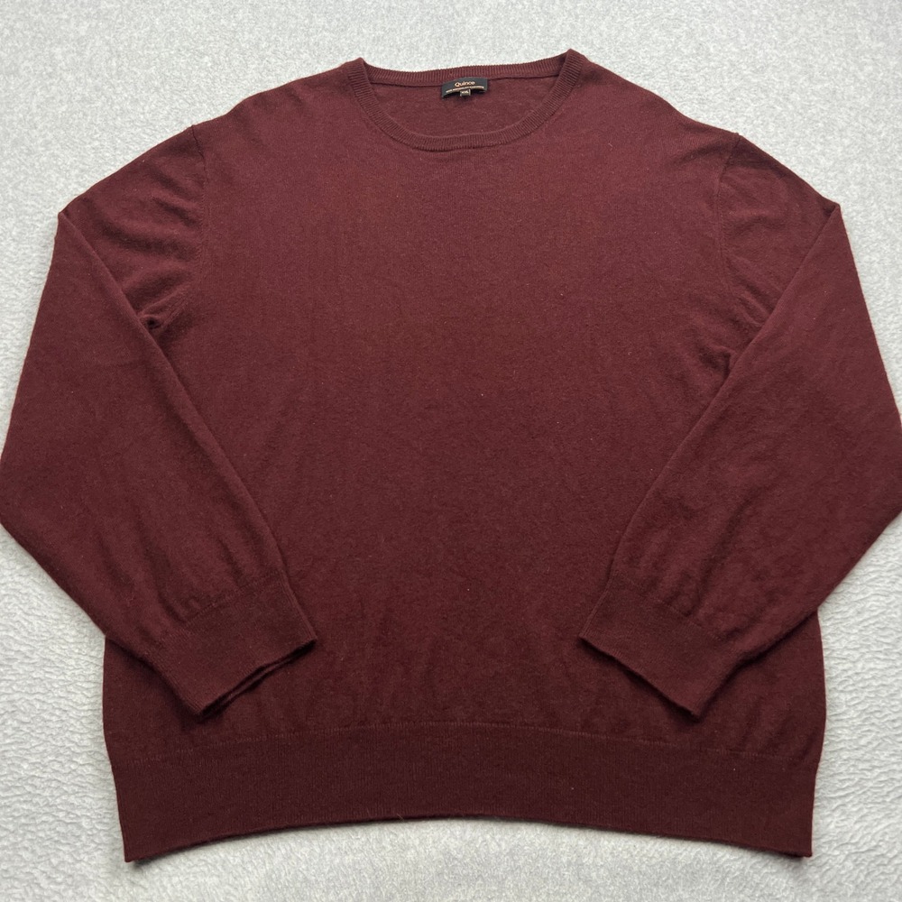Quince Mongolian Cashmere Sweater Mens XXL Burgundy Crewneck Fine Knit Pullover